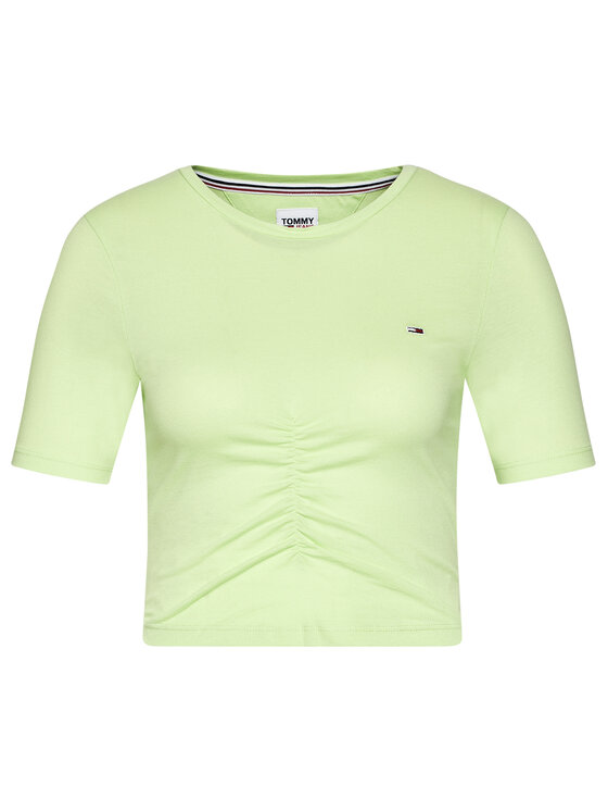 Tommy Jeans Marškinėliai Tjw Crop Ruche Top DW0DW10131 Žalia Slim Fit •  Modivo.lt