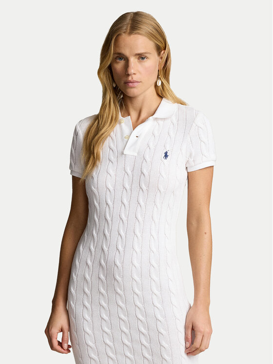 Polo Ralph Lauren Polo Ralph Lauren Sukienka dzianinowa 211943139002 Biały Slim Fit