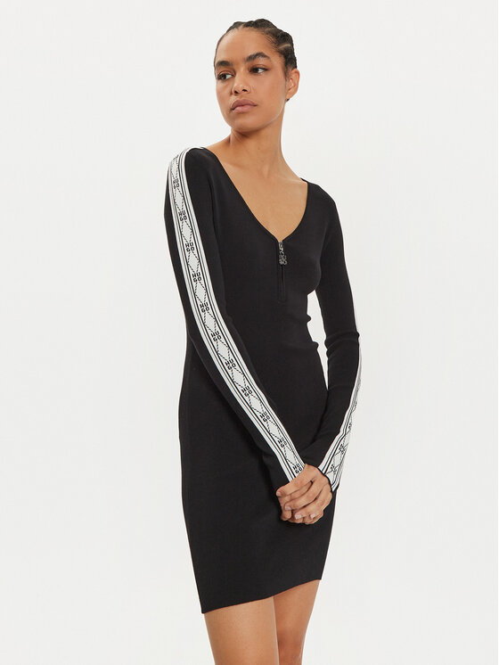 HUGO Hugo Kootud kleit 50527787 Must Slim Fit
