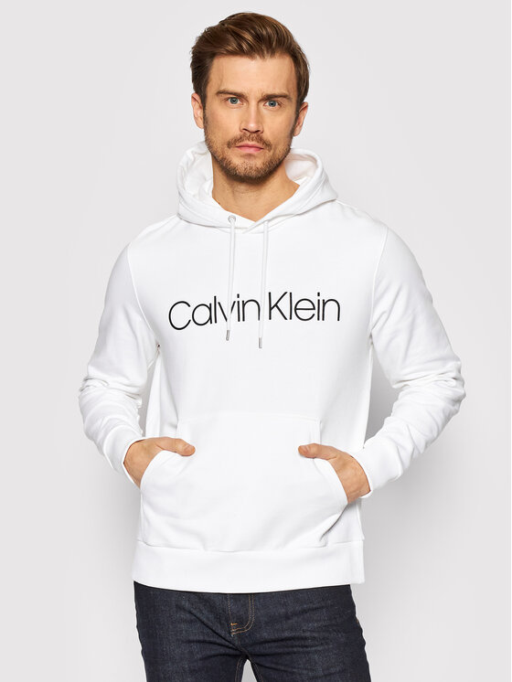 Calvin Klein Džemperis ar kapuci Logo K10K104060 Balts Regular Fit