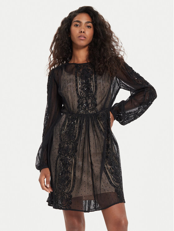 TWINSET TWINSET Koktejlové šaty 241TP2030 Černá Loose Fit