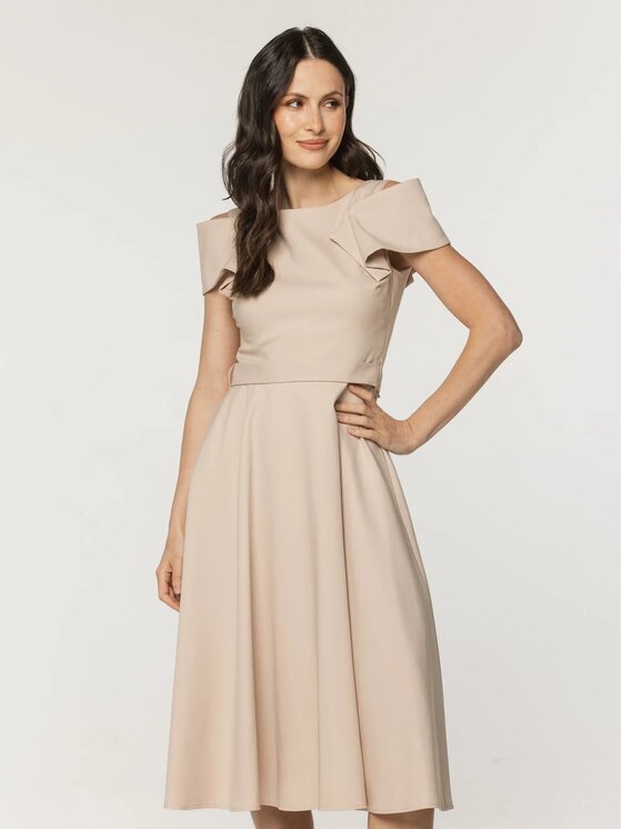 Willsoor Willsoor Sukienka koktajlowa 67957 Beżowy A-Line Fit
