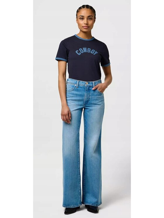 Wrangler Wrangler Jeansy 70S Flare Niebieski Flare Fit