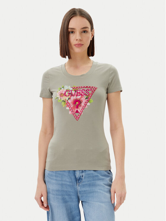 Guess Guess Tricou W5GI10 J1314 Verde Slim Fit