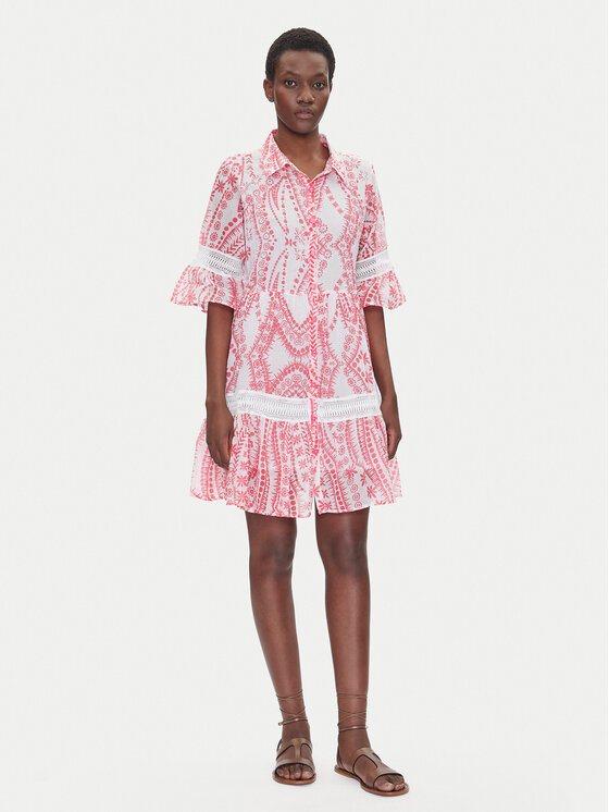 Iconique Iconique Košilové šaty IC25-039 Růžová Relaxed Fit