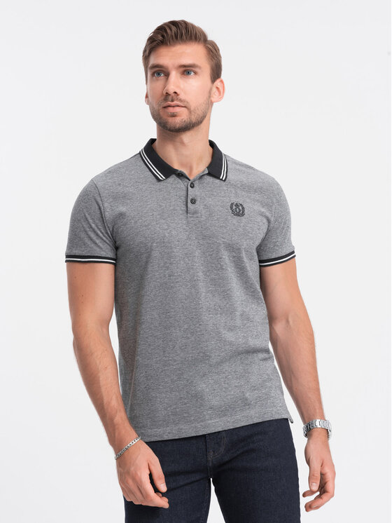 Ombre Ombre Polo OM-POSS-0109 Czarny Regular Fit