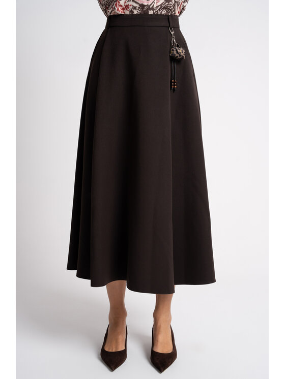 CLICK CLICK Spódnica midi 70-751 Brązowy ciemny Flare Fit