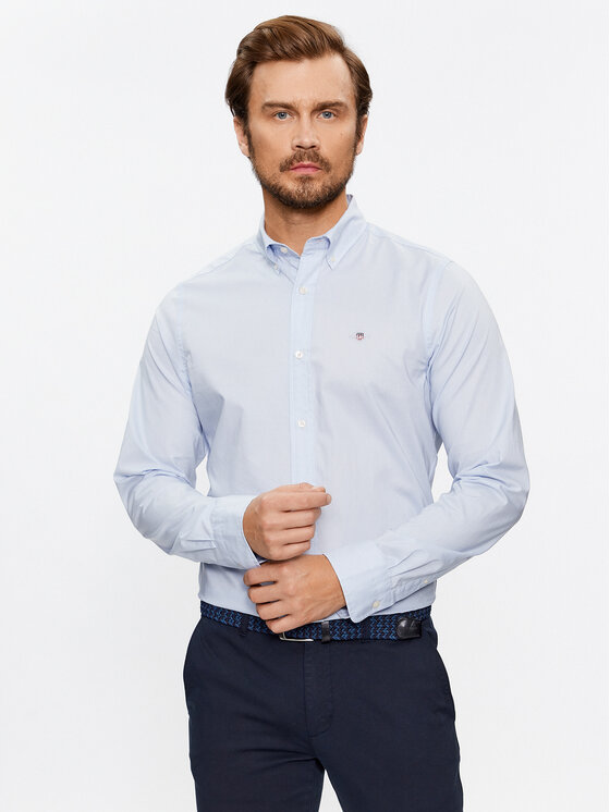 Gant Krekls Slim Poplin 3000102 Zils Regular Fit