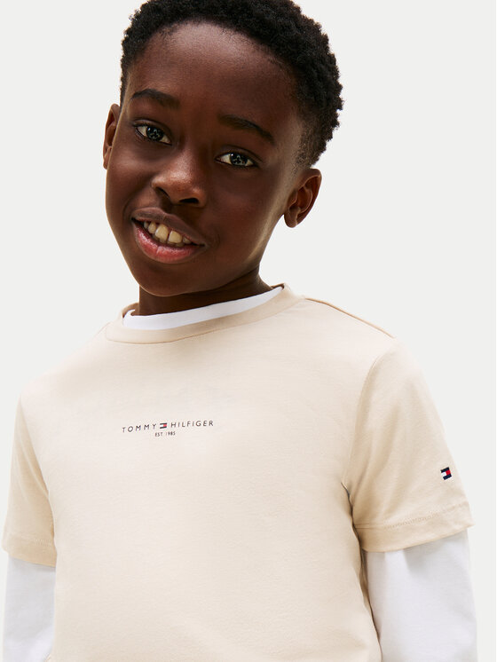 Tommy Hilfiger Tommy Hilfiger Тишърт Essential Logo KB0KB09666 Бежов Regular Fit