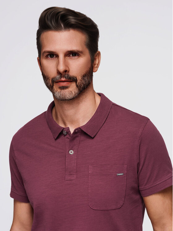Ombre Ombre Polo OM-POWS-0142 Bordowy Regular Fit