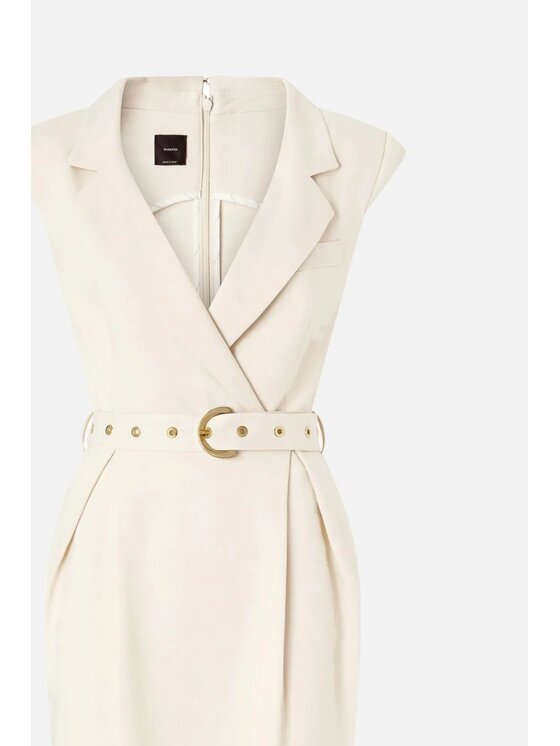 PINKO PINKO Košilové šaty Midi wrap dress with belt Krémová Regular Fit