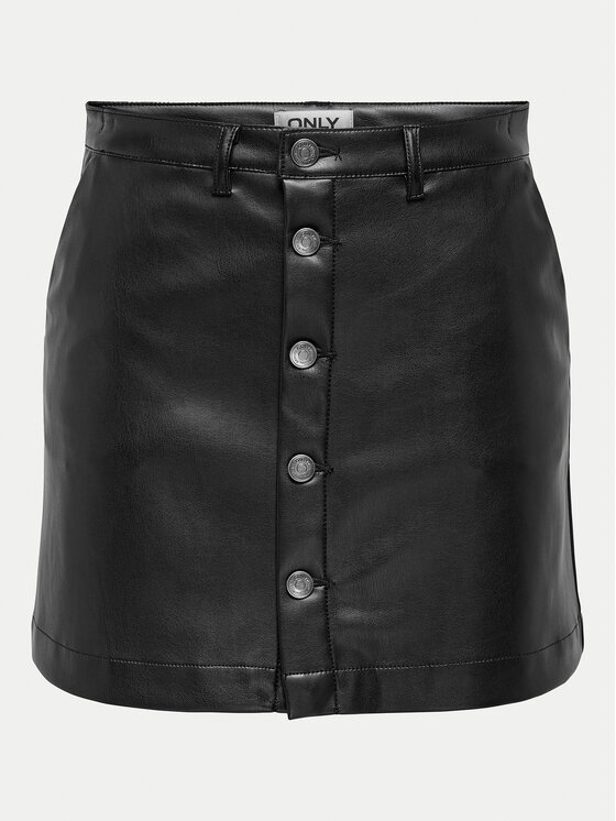 ONLY ONLY Műbőr szoknya Amazing 15331876 Fekete Slim Fit