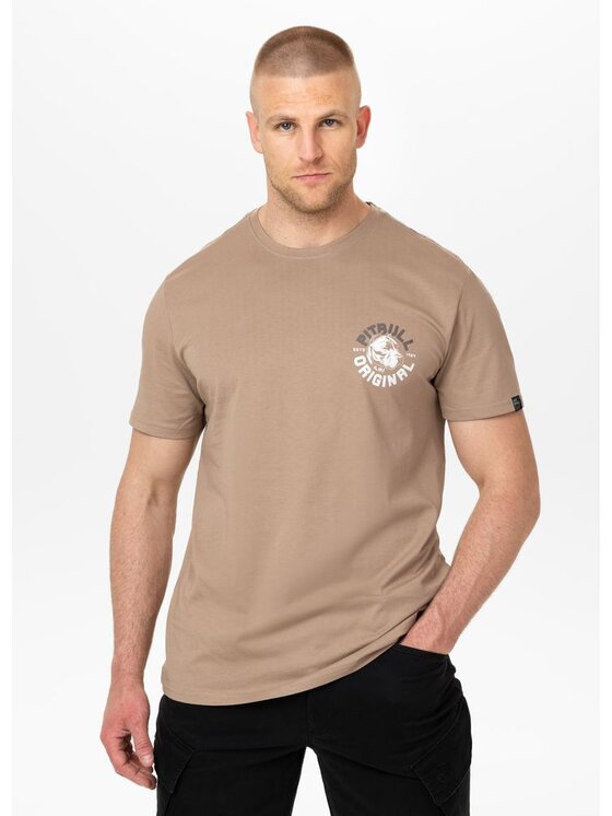 PITBULL PITBULL T-Shirt Koszulka męska DOG SD L Beżowy Regular Fit