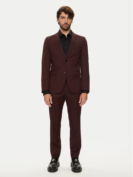 Boss Oblek H-Houston 50518120 Bordová Slim Fit