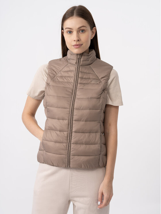 4F 4F Bezrękawnik 4FAW23TVESF072 Beżowy Slim Fit