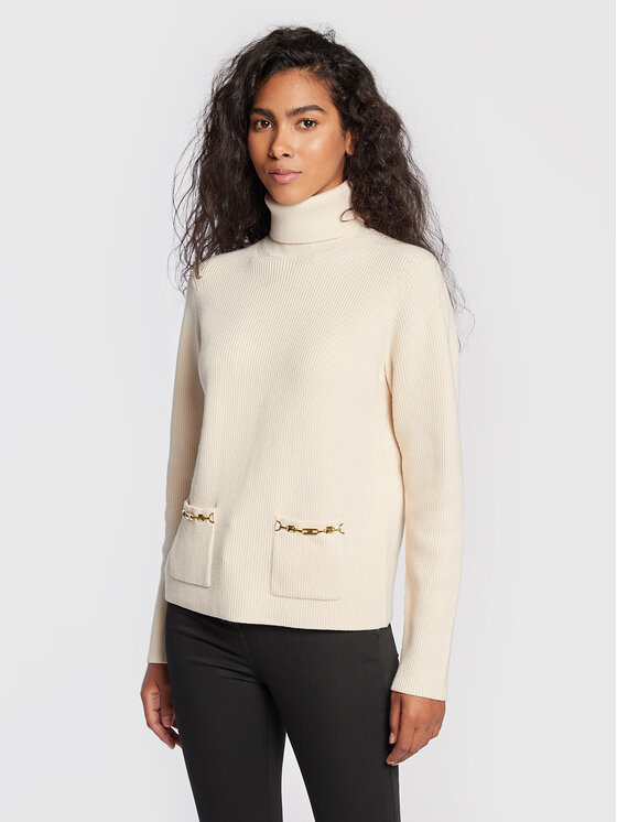 Elisabetta Franchi Rollkragenpullover MK-49S-26E2-V350 Beige 