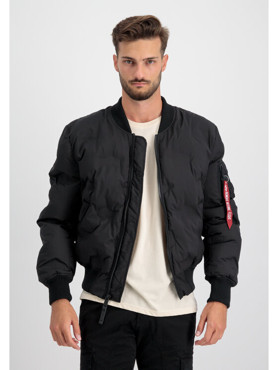 Alpha Industries Alpha Industries Kurtka zimowa MA-1 Embroidery Logo Puffer Bomber Jacket Czarny Relaxed Fit
