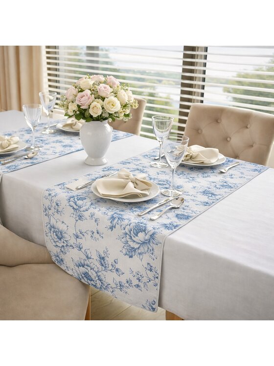 Roseberry Home Bieżnik Blossom Blue Niebieski