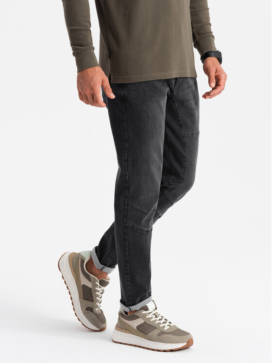Ombre Ombre Jeansy OM-PADP-0161 Černá Slim Fit