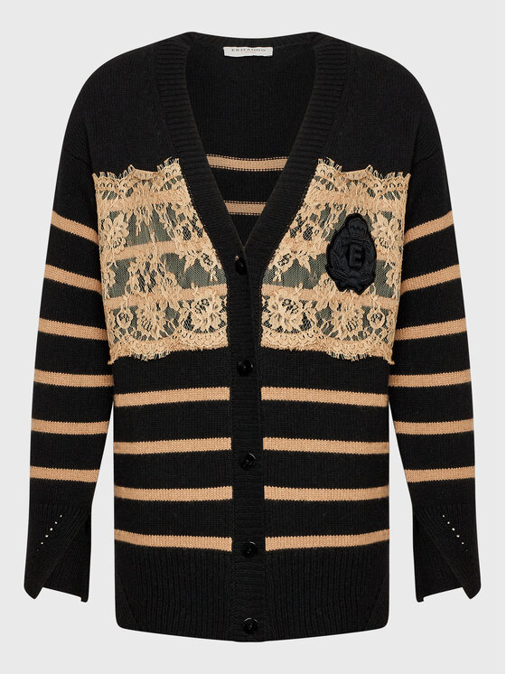 Ermanno Firenze Ermanno Firenze Kardigan N019EH8 Černá Regular Fit