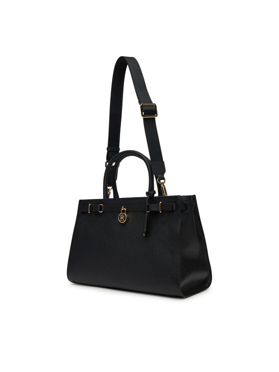 Tommy Hilfiger Tommy Hilfiger Ročna torba American Icon Tote Leather AW0AW17185 Črna