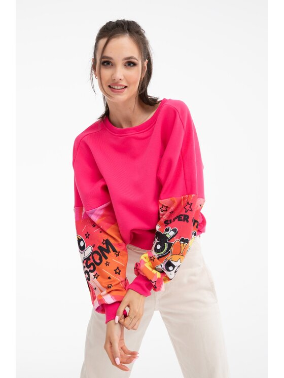 NAOKO NAOKO Mikina Candy Powerpuff Ružová Oversize