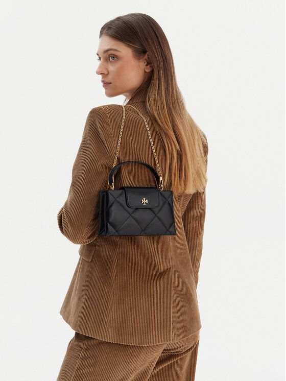 Tory Burch Tory Burch Τσάντα Kira Diamond Quilt East-West Top Handle 174999 Μαύρο