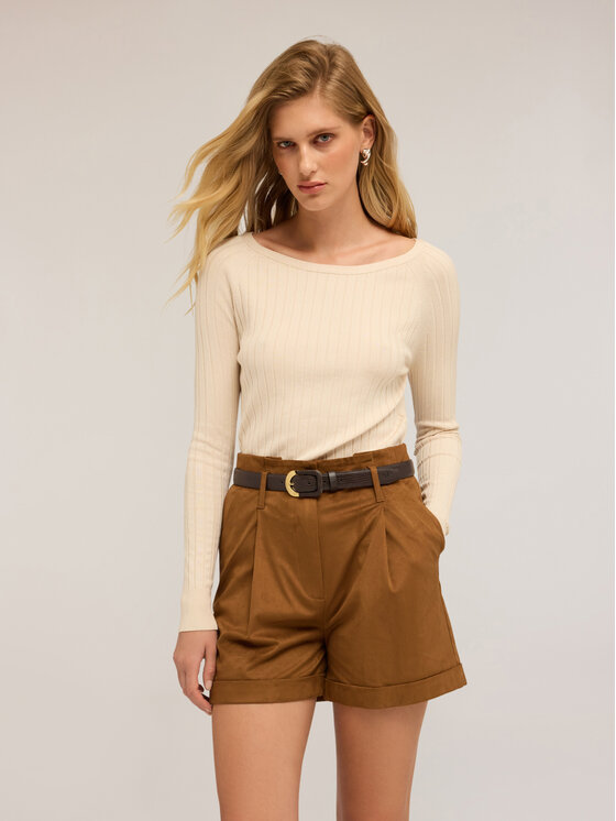 Motivi Motivi Cardigan M361W003444N011 Écru Slim Fit