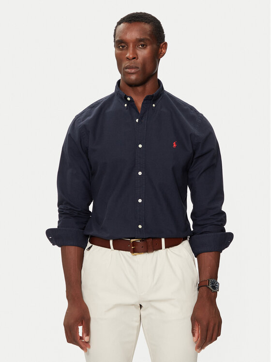 Polo Ralph Lauren Camicia Bsr 710723610 Blu scuro Slim Fit Modivo