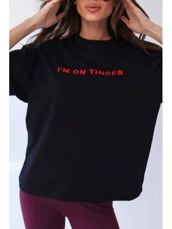 Chiara Wear Chiara Wear T-Shirt T-shirt bawełniany oversize TINDER Czarny Oversize