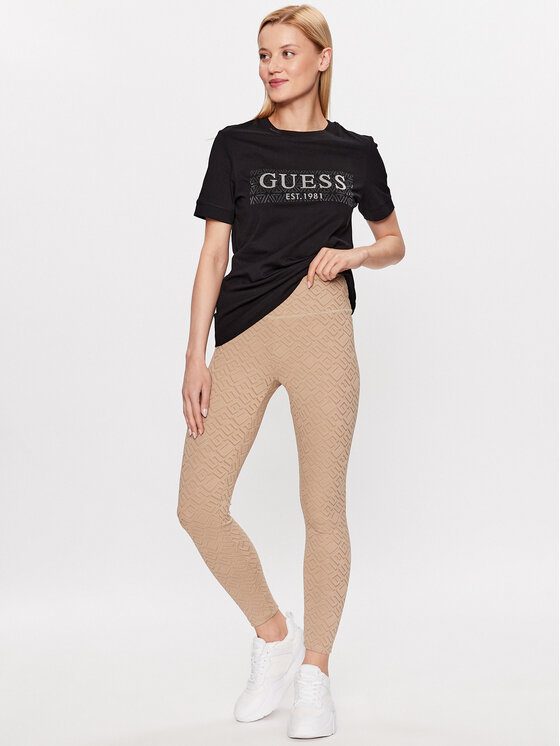 Guess Guess T-shirt V3YI15 I3Z14 Crna Slim Fit