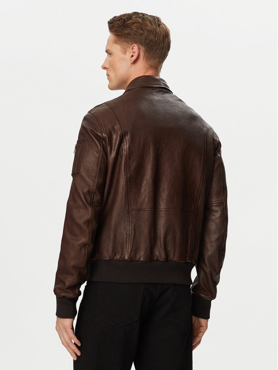 Aeronautica Militare Aeronautica Militare Lederjacke 261PN5056U100839 Dunkelbraun Regular Fit