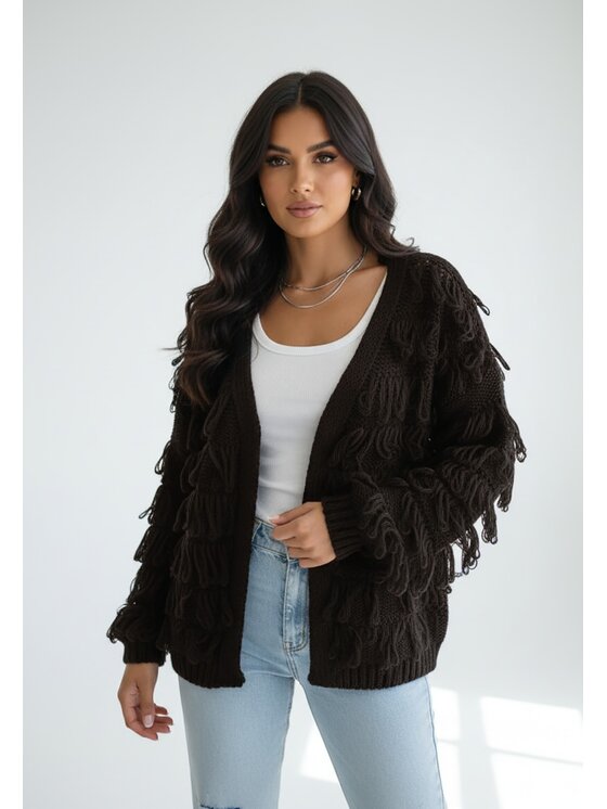 FIGL FIGL Kardigan M1259 Hnědá Regular Fit