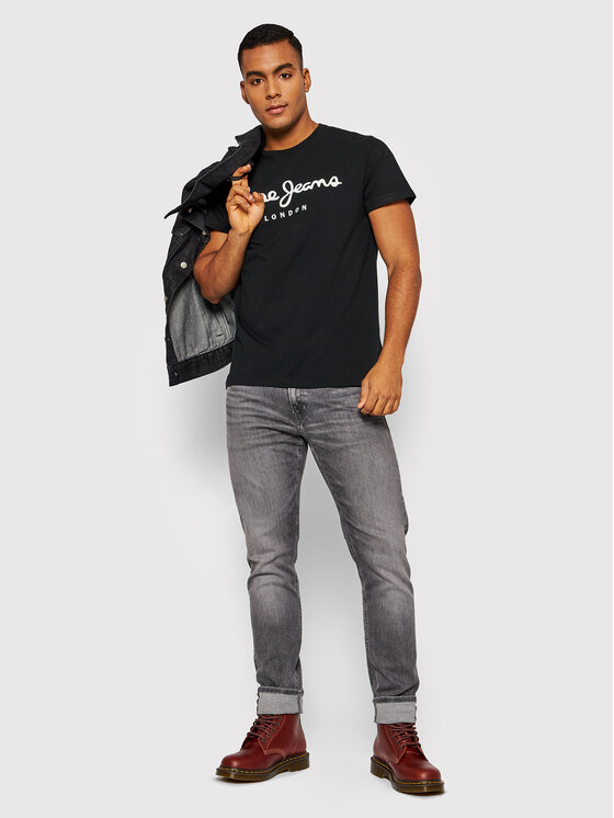 Μαύρο T-Shirt Jeans Pepe Original PM508210 Fit Slim
