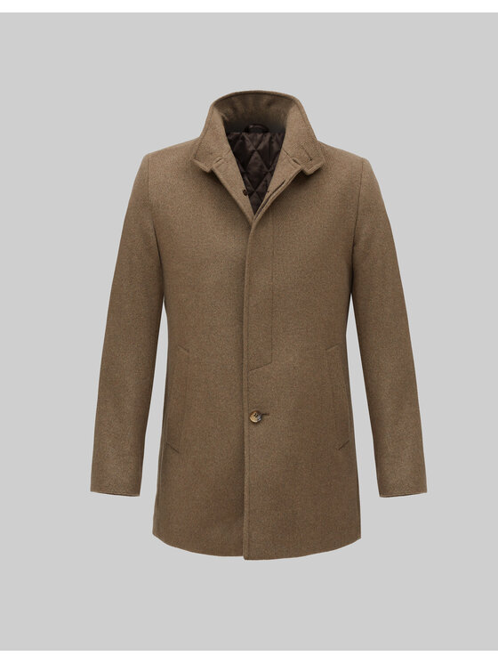 Borgio Borgio Płaszcz wełniany rivara_bz Beżowy Slim Fit