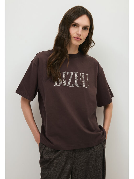 BIZUU BIZUU T-Shirt JONI OVERSIZED Hnědá Standard Fit