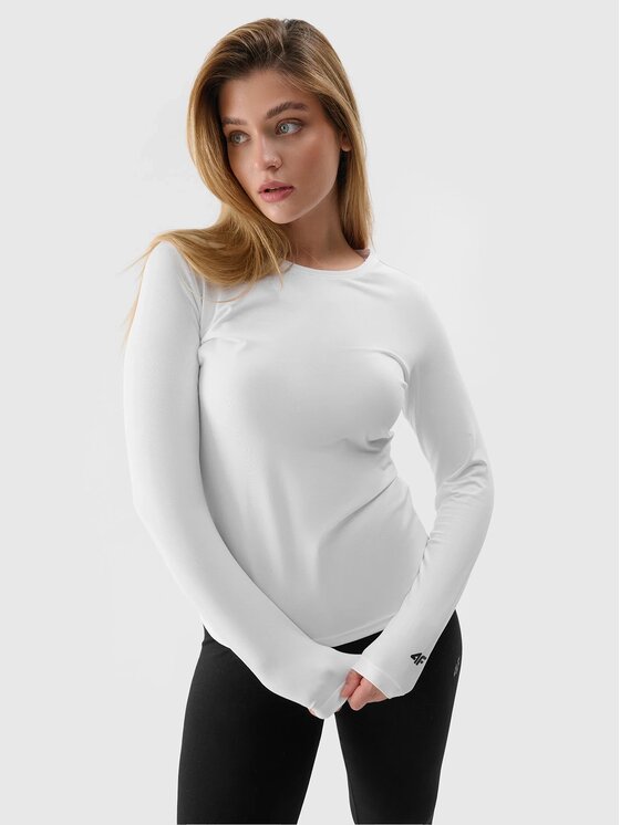 4F 4F Longsleeve 4FWSS24TLONF218-10S-XL Biały Custom Slim Fit