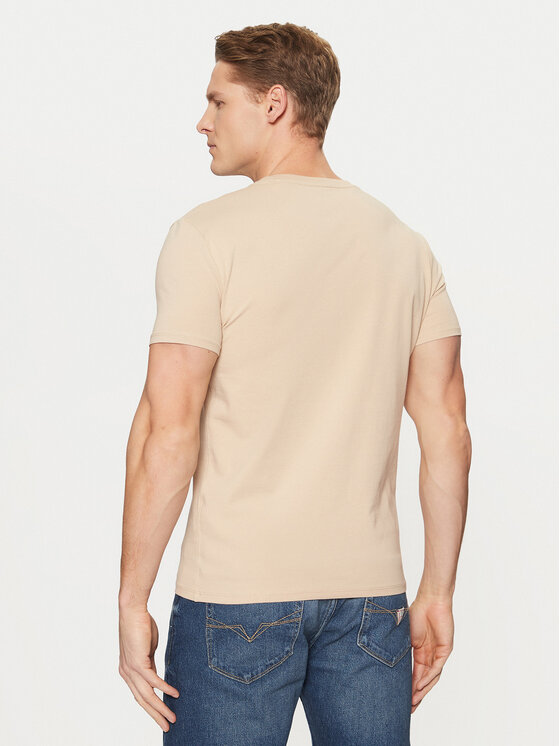 Guess Guess Tricou M2YI24 J1314 Bej Slim Fit