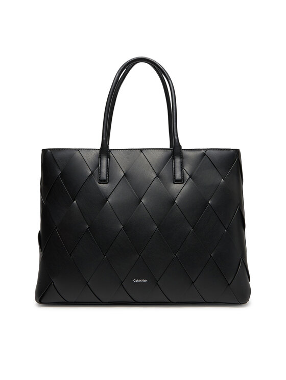 Geantă Calvin Klein Ck Woven Medium Shopper K60K612994 Negru