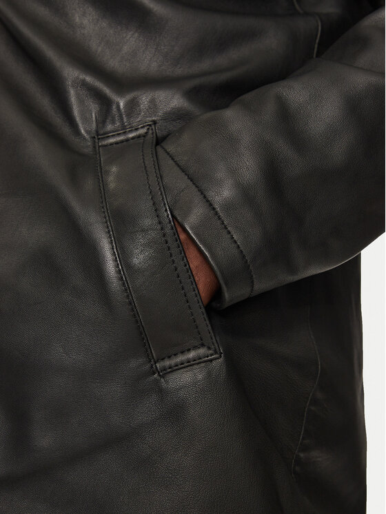 Serge Pariente Serge Pariente Geacă de piele Parka Orio Negru Regular Fit
