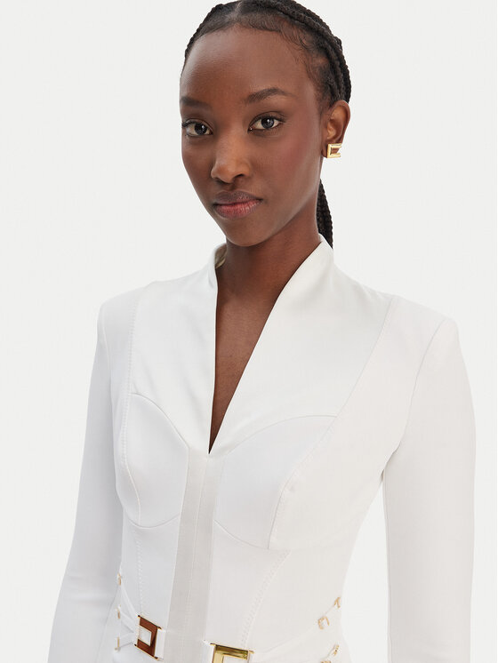 Elisabetta Franchi Elisabetta Franchi Cocktail obleka AB-869-61E2-V520 Bela Regular Fit