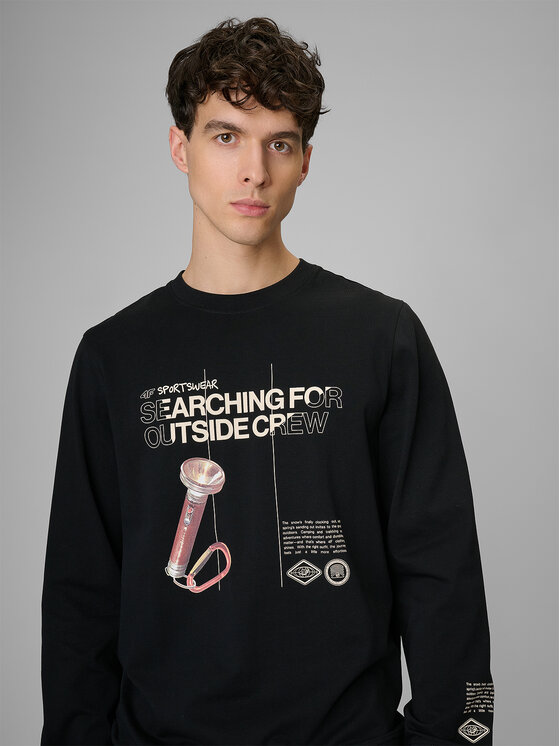 4F 4F Longsleeve NATURE’S TRAIL Czarny Regular Fit
