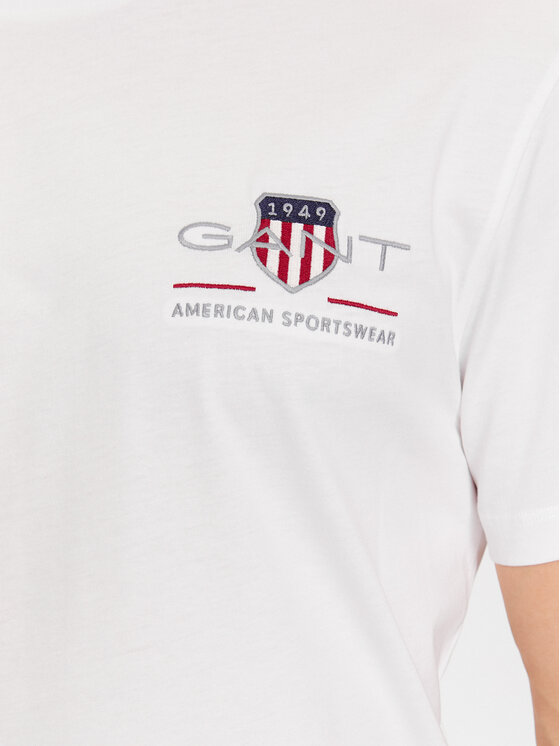 Gant Gant T-Shirt Reg Archive Shield Emb Ss 2067004 Biały Regular Fit