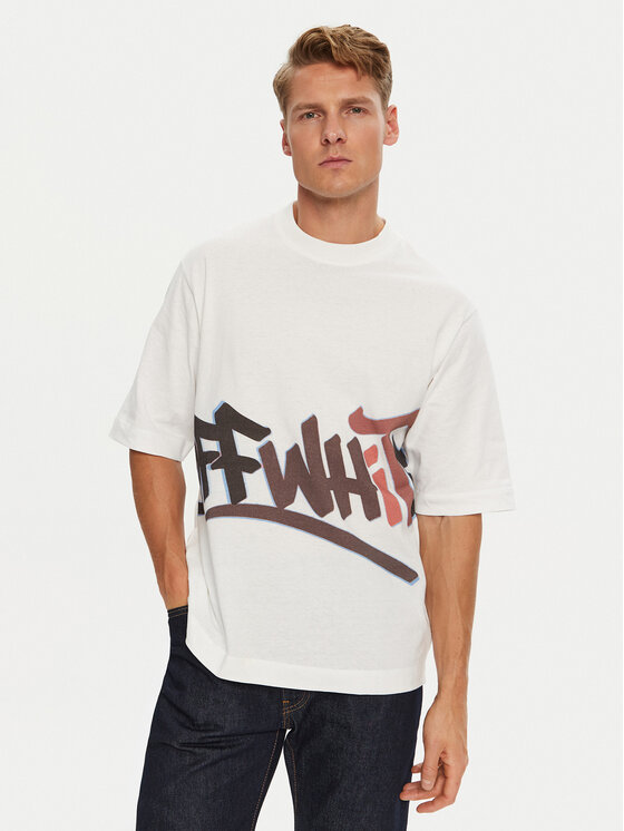 Off-White T-krekls OMAA119G21JER0050129 Balts Regular Fit