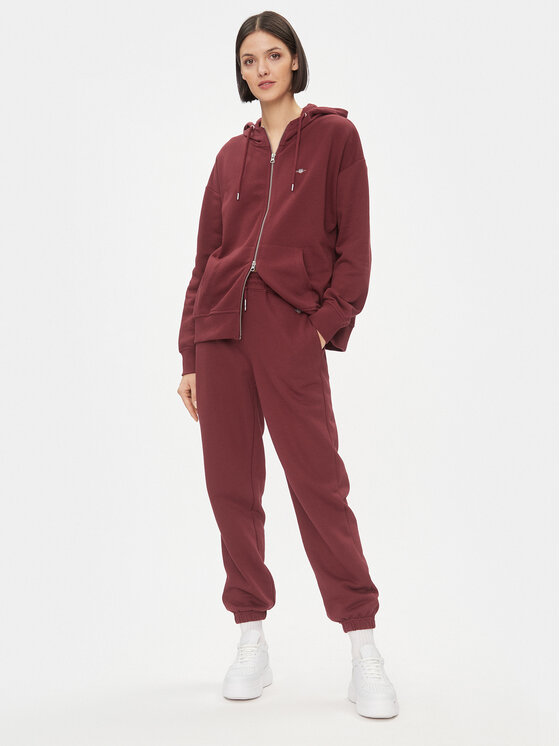 Gant Gant Суитшърт Rel Shield Zip Hoodie 4204665 Бордо Relaxed Fit