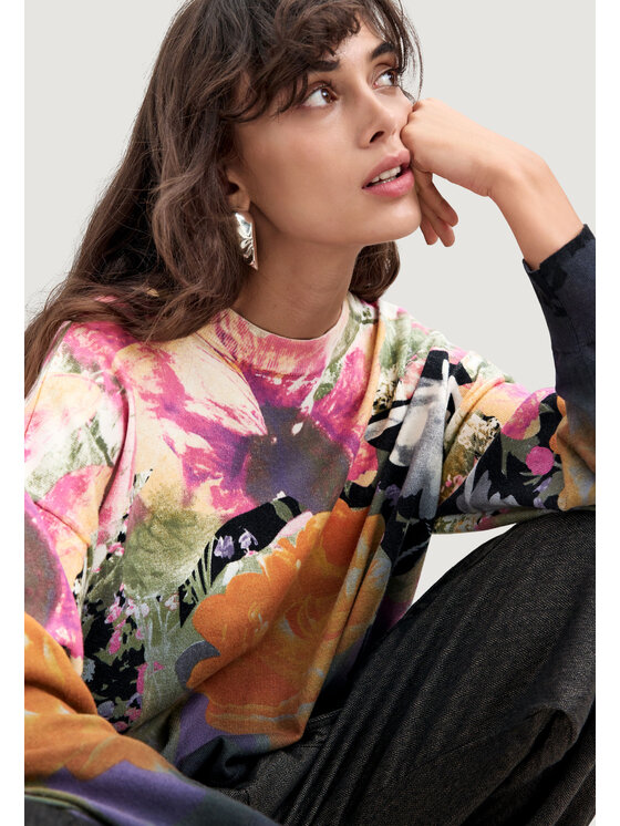 Desigual Desigual Maglione JERS_ROSE DEGRADE_LACROIX Nero Casual Fit