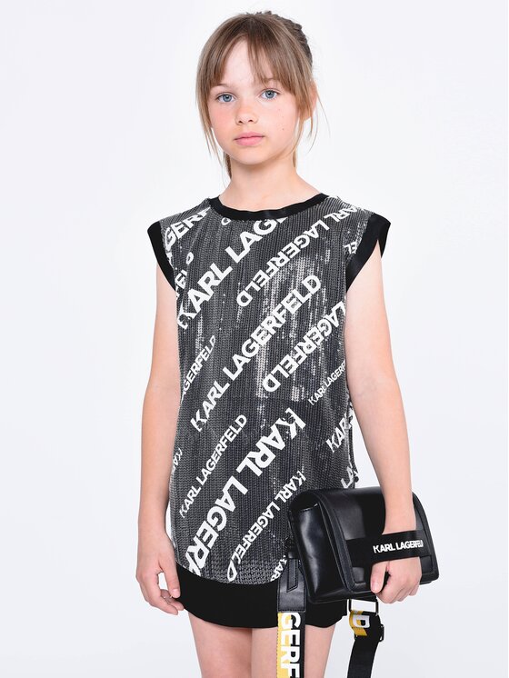 Karl Lagerfeld Kids Elegantna Obleka Z12242 S Črna Regular Fit