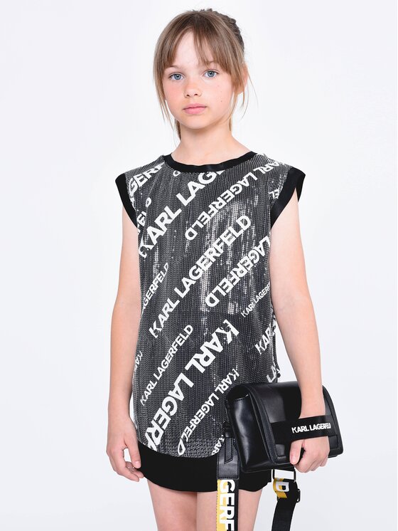 Karl Lagerfeld Kids Elegantné šaty Z12242 S Čierna Regular Fit