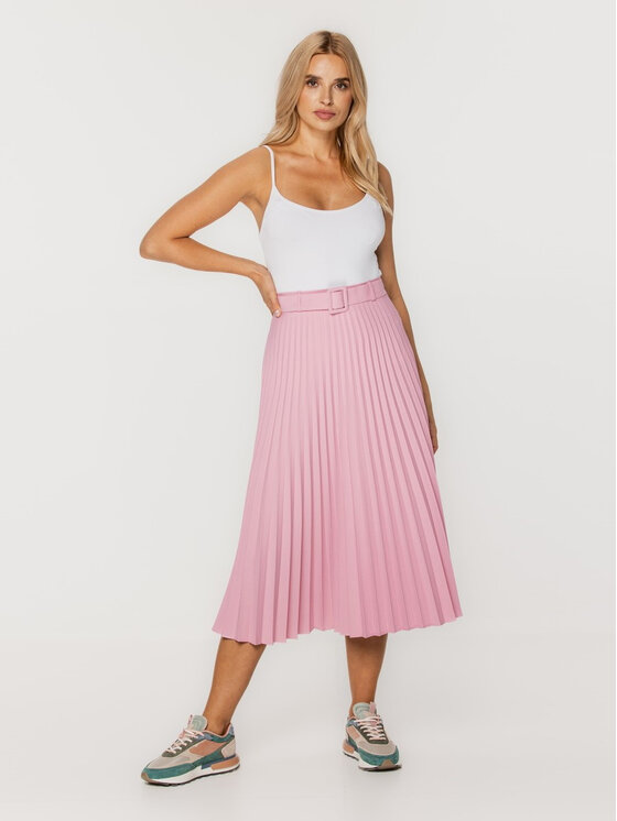 Willsoor Willsoor Spódnica plisowana 67358 Różowy Flared Fit
