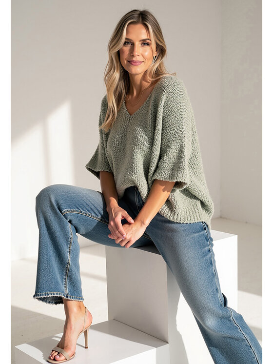 FIGL FIGL Sweter M1109 Zielony Classic Fit